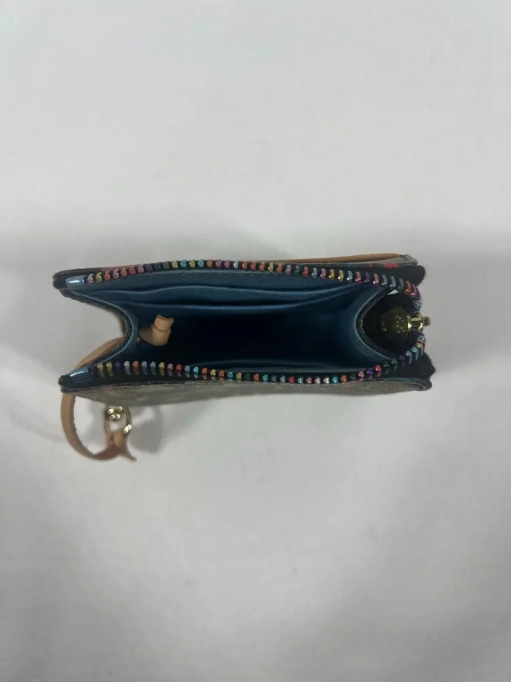 Dooney Bourke ID Coin Case Keychain Wallet Leather Trim Y2K Vintage